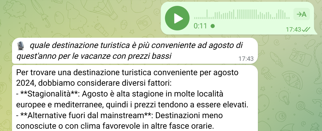Trascrizione audio e risposta