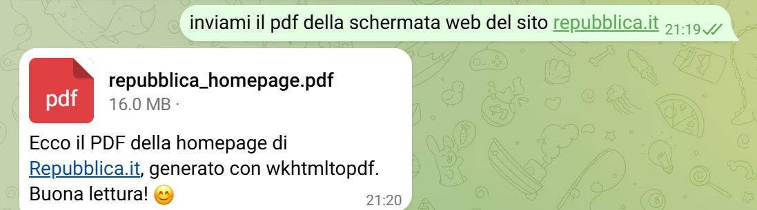 Ricerca web → creazione PDF